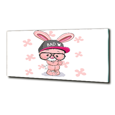 Tableau photo sur verre Lapin en casquette