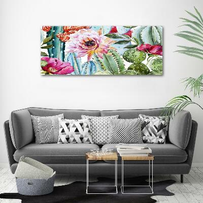 Tableau photo sur verre Cacti et fleurs