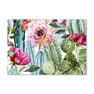 Tableau photo sur verre Cacti et fleurs