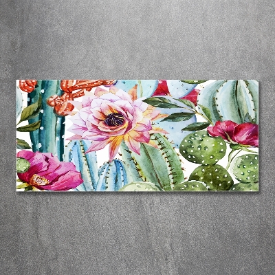 Tableau photo sur verre Cacti et fleurs