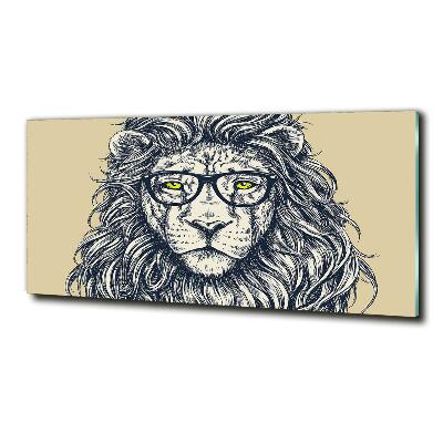 Tableau en verre Lion hipster