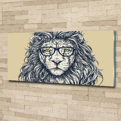 Tableau en verre Lion hipster