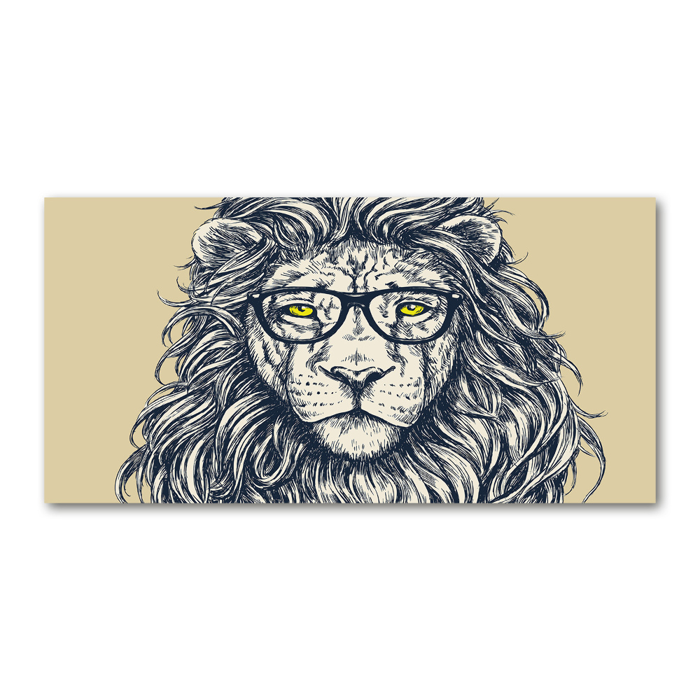 Tableau en verre Lion hipster