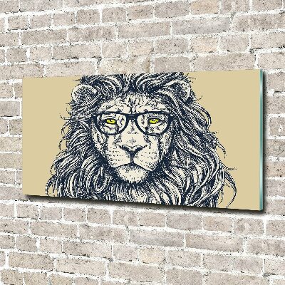 Tableau en verre Lion hipster