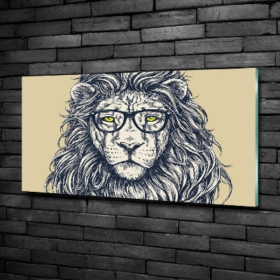 Tableau en verre Lion hipster