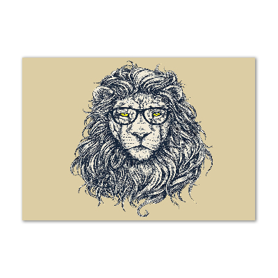 Tableau en verre Lion hipster