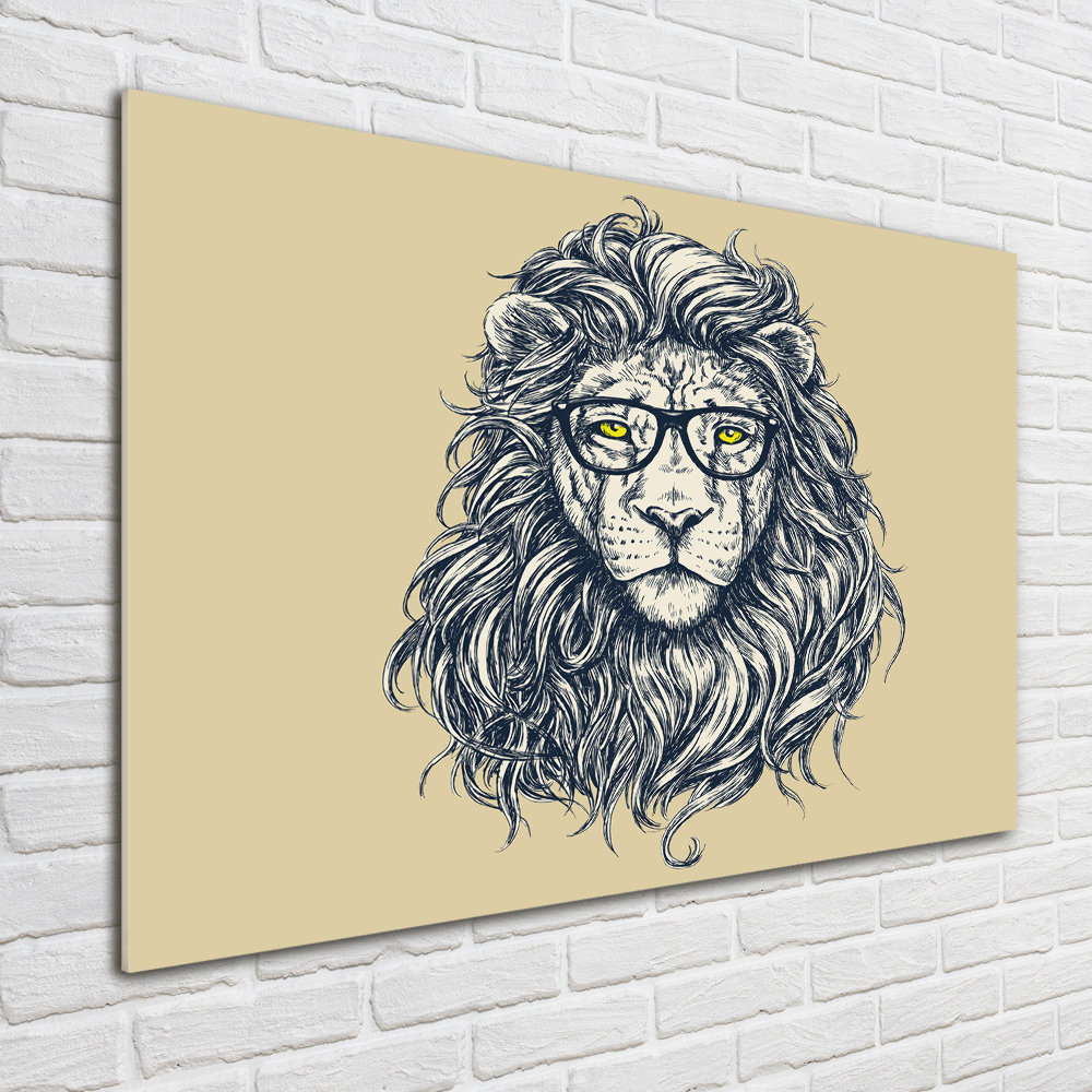 Tableau en verre Lion hipster