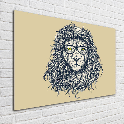 Tableau en verre Lion hipster