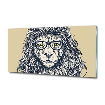 Tableau en verre Lion hipster