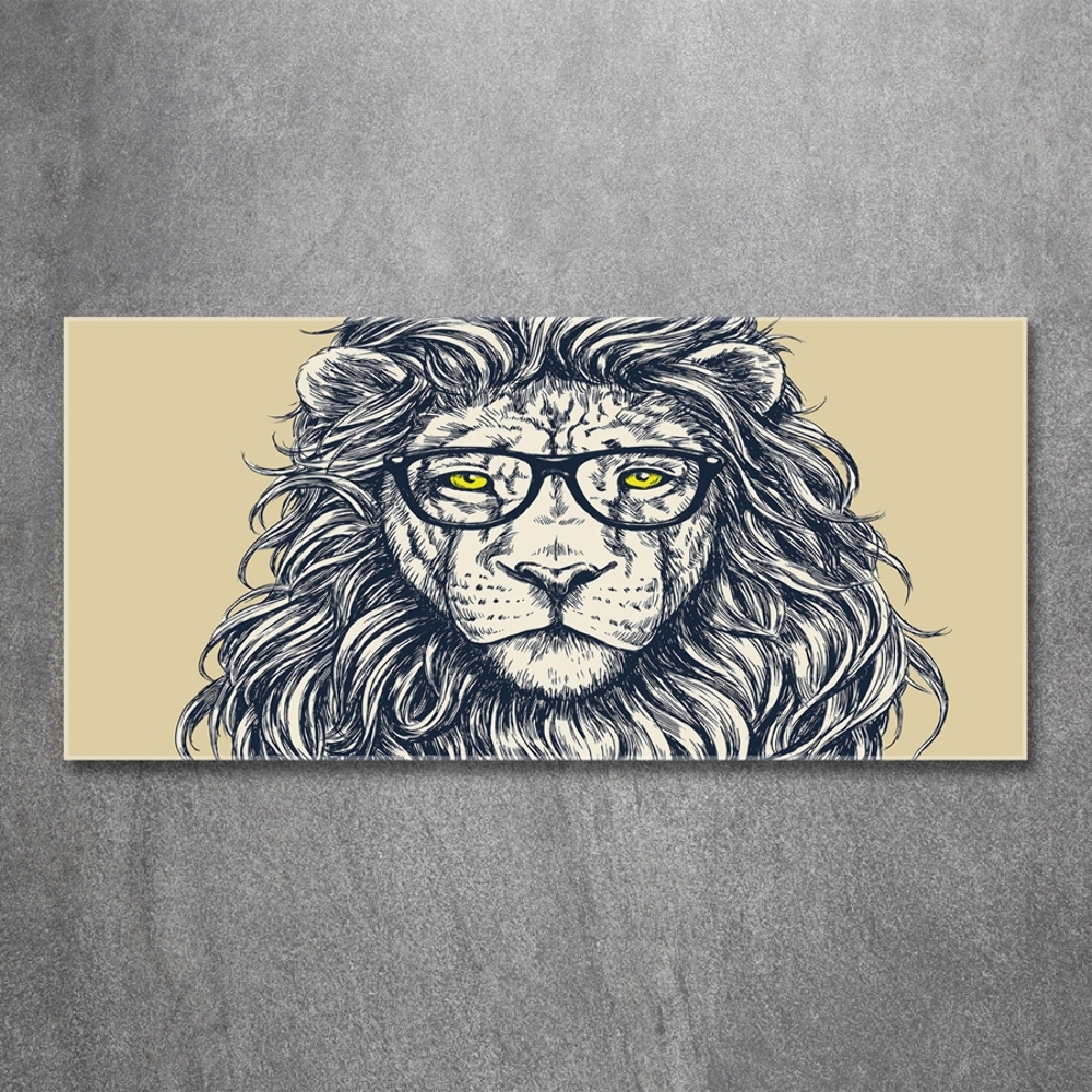 Tableau en verre Lion hipster