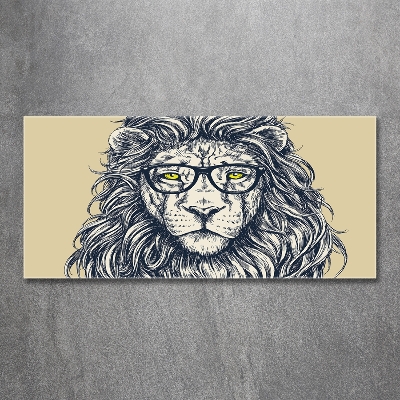 Tableau en verre Lion hipster