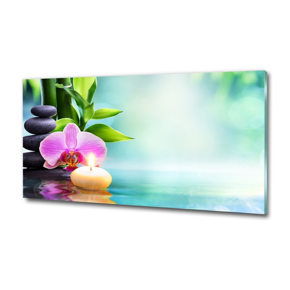 Tableau photo sur verre Orchidée bambou