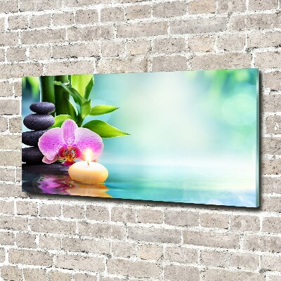 Tableau photo sur verre Orchidée bambou