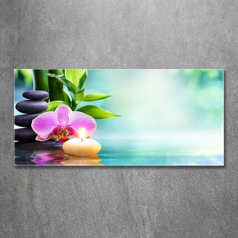 Tableau photo sur verre Orchidée bambou