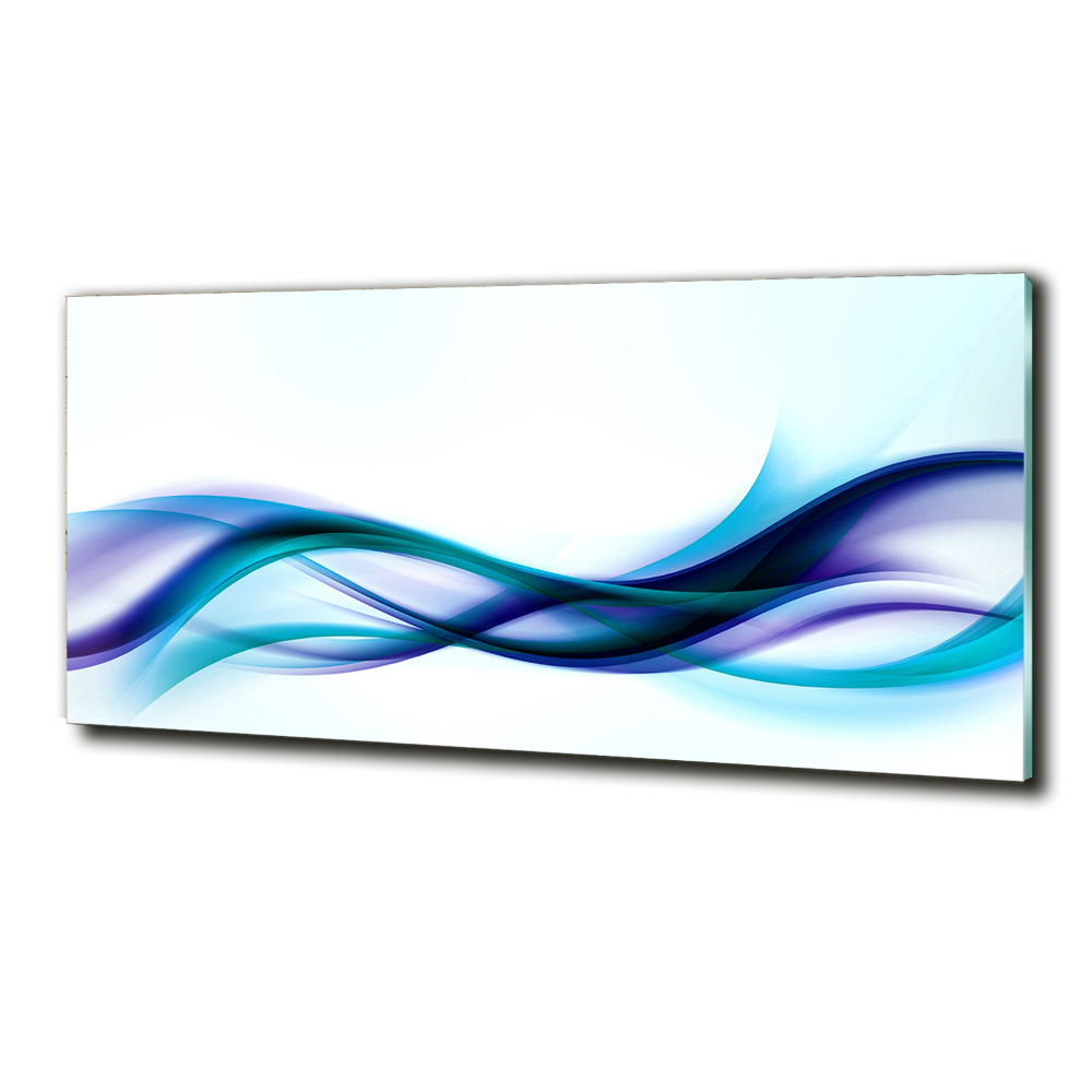 Tableau sur verre Vagues abstraites bleues et violettes