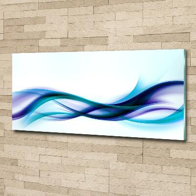 Tableau sur verre Vagues abstraites bleues et violettes