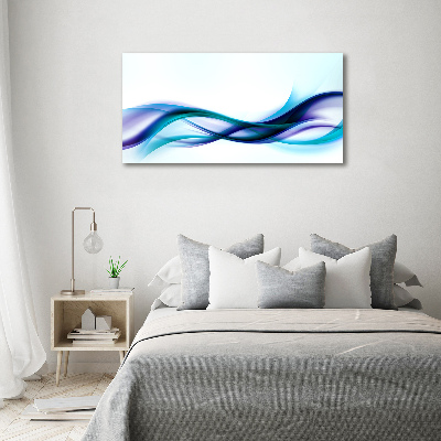 Tableau sur verre Vagues abstraites bleues et violettes