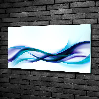 Tableau sur verre Vagues abstraites bleues et violettes