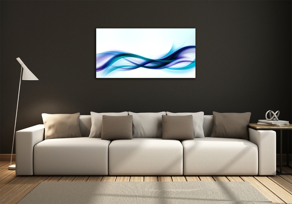 Tableau sur verre Vagues abstraites bleues et violettes