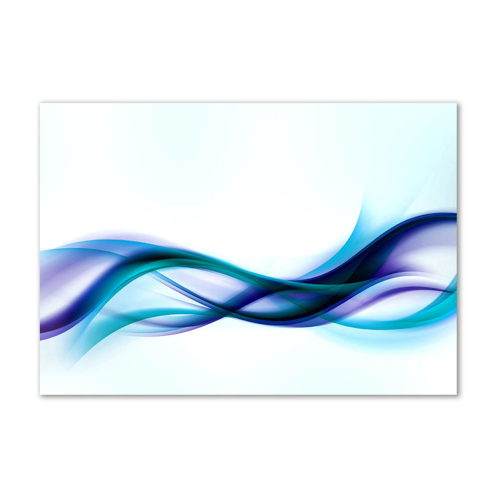 Tableau sur verre Vagues abstraites bleues et violettes