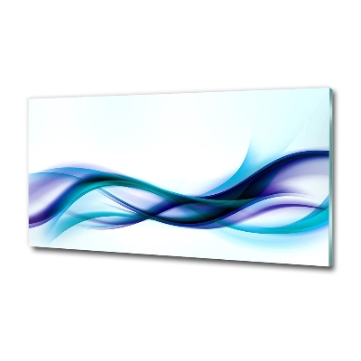 Tableau sur verre Vagues abstraites bleues et violettes