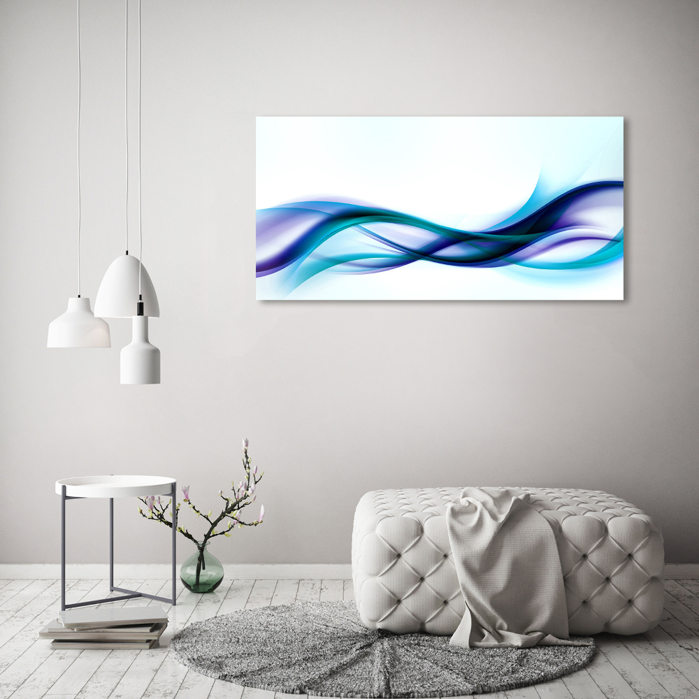 Tableau sur verre Vagues abstraites bleues et violettes