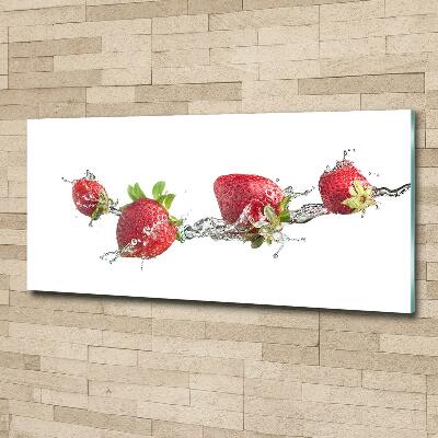 Tableau imprimé sur verre Fraises et eau