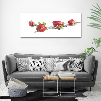 Tableau imprimé sur verre Fraises et eau