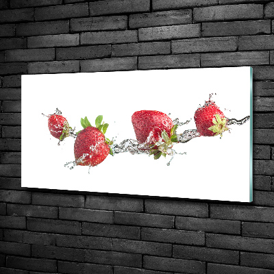 Tableau imprimé sur verre Fraises et eau