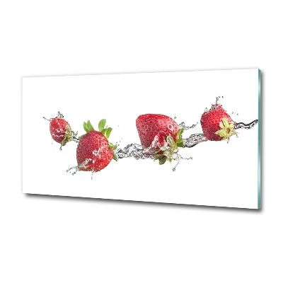 Tableau imprimé sur verre Fraises et eau