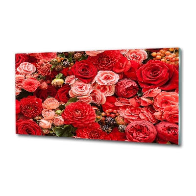 Tableau photo sur verre Fleurs rouges