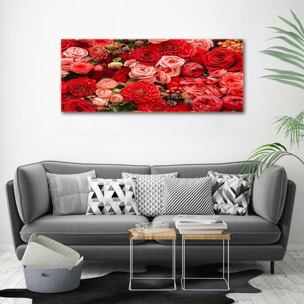 Tableau photo sur verre Fleurs rouges