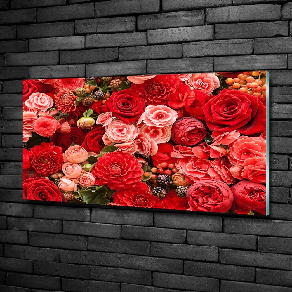 Tableau photo sur verre Fleurs rouges