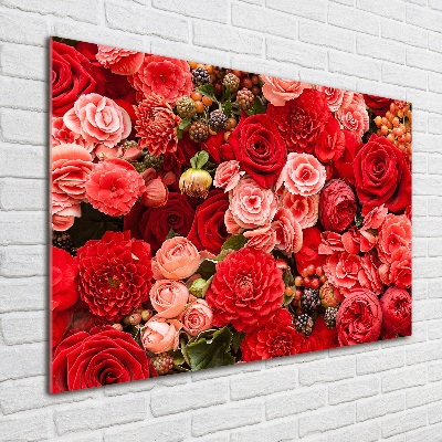 Tableau photo sur verre Fleurs rouges