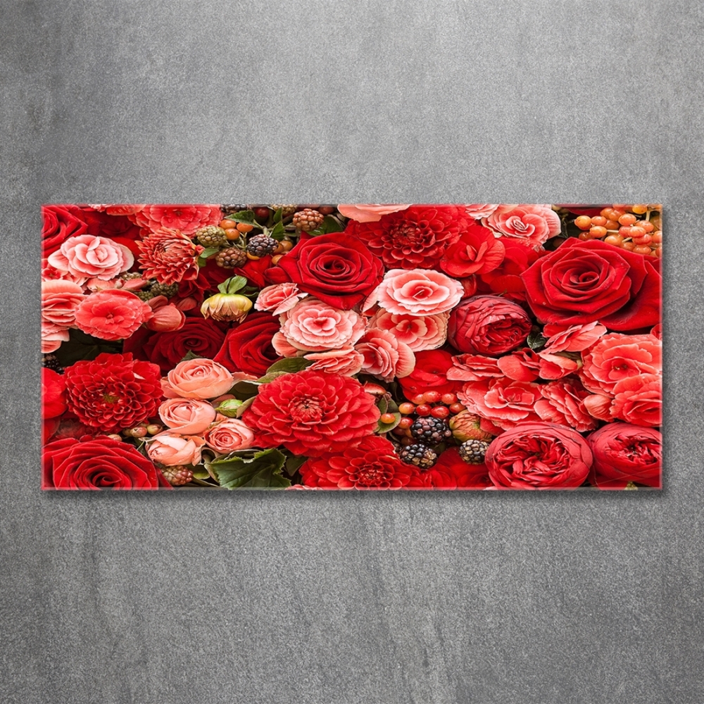 Tableau photo sur verre Fleurs rouges