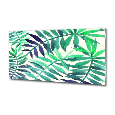 Tableau en verre Feuilles peintes tropicales