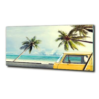 Tableau photo sur verre Fourgon de plage