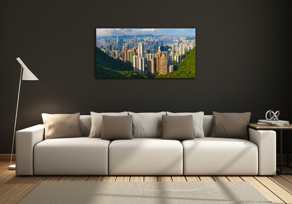 Tableau sur verre Ligne d'horizon de Hong Kong