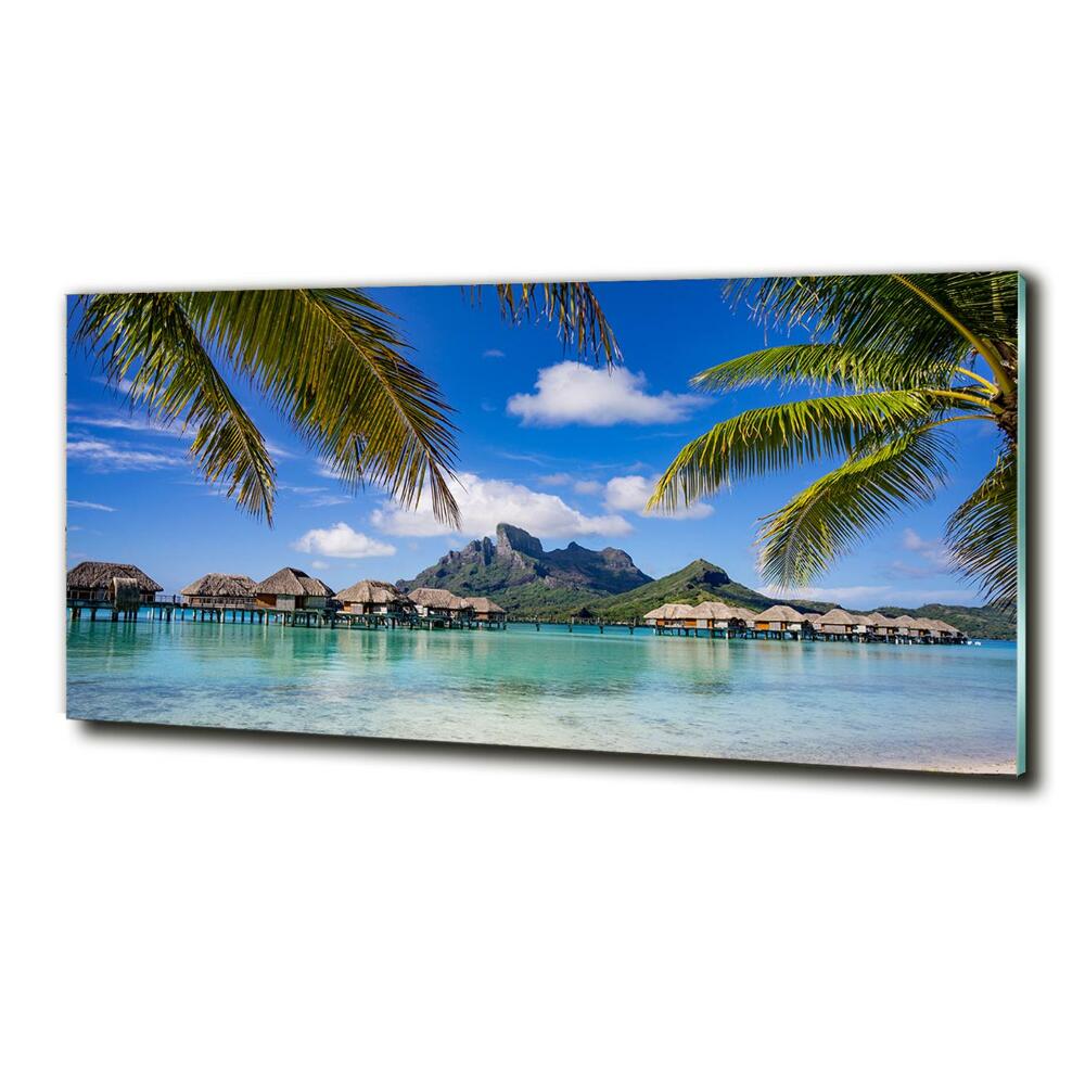 Tableau sur verre Palmiers à Bora Bora