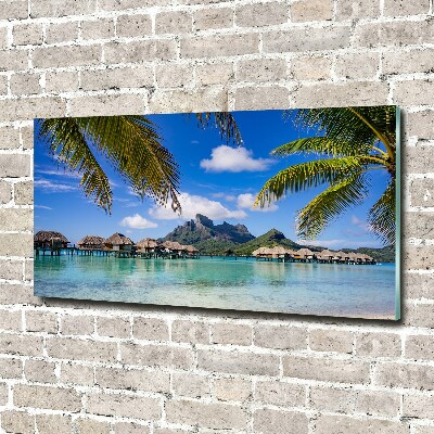 Tableau sur verre Palmiers à Bora Bora