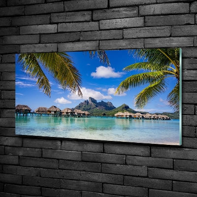 Tableau sur verre Palmiers à Bora Bora