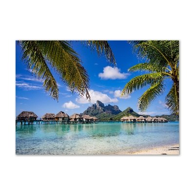 Tableau sur verre Palmiers à Bora Bora