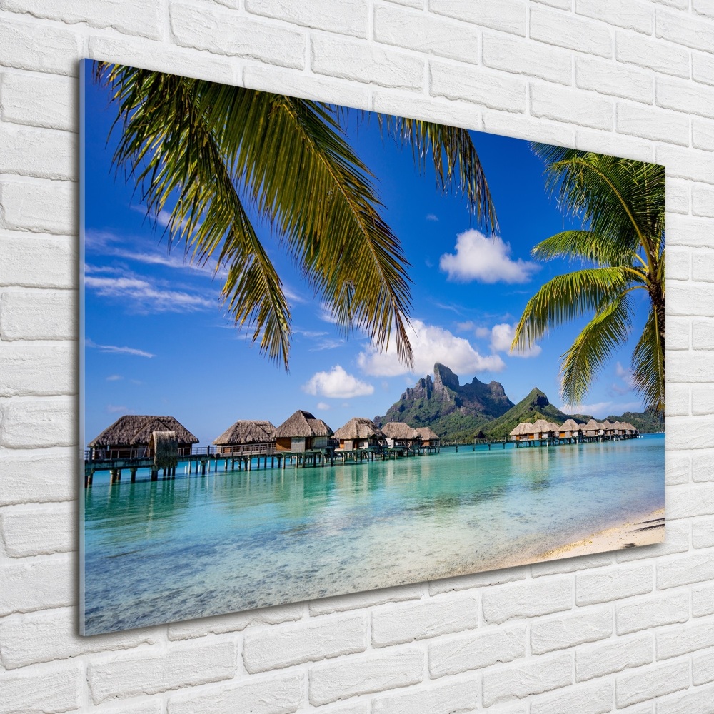 Tableau sur verre Palmiers à Bora Bora