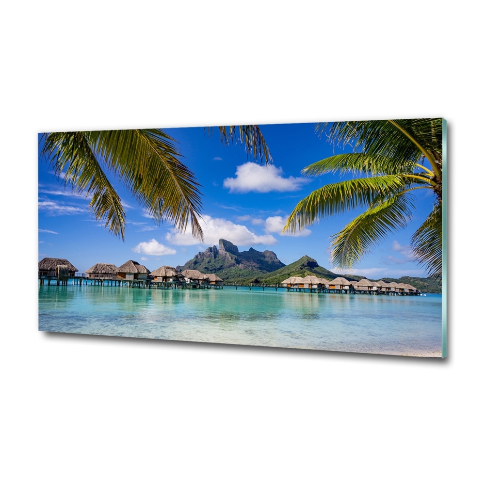 Tableau sur verre Palmiers à Bora Bora