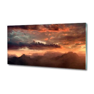 Tableau imprimé sur verre Coucher de soleil montagne