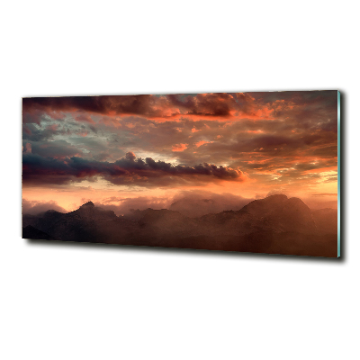 Tableau imprimé sur verre Coucher de soleil montagne