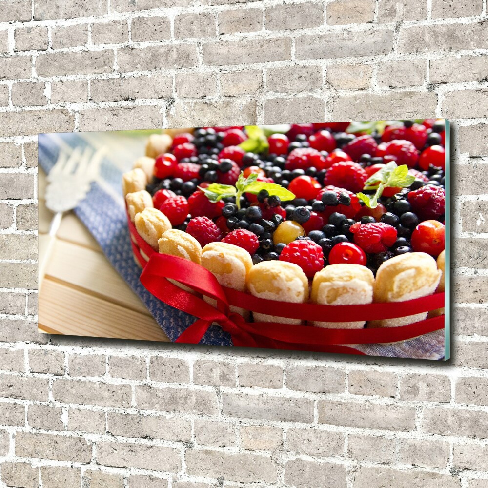 Tableau sur verre Gâteau aux fruits de la forêt