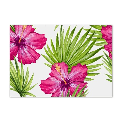 Tableau photo sur verre Fleurs hawaïennes roses