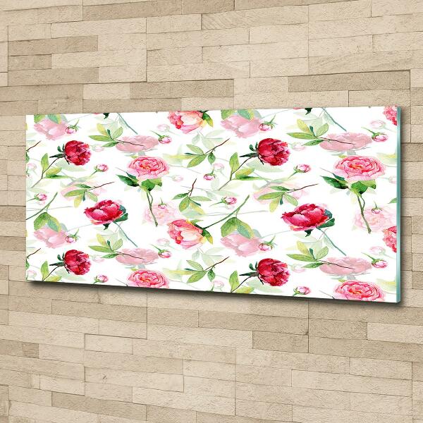 Tableau imprimé sur verre Pivoines roses
