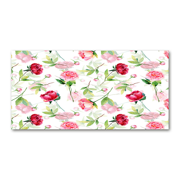 Tableau imprimé sur verre Pivoines roses